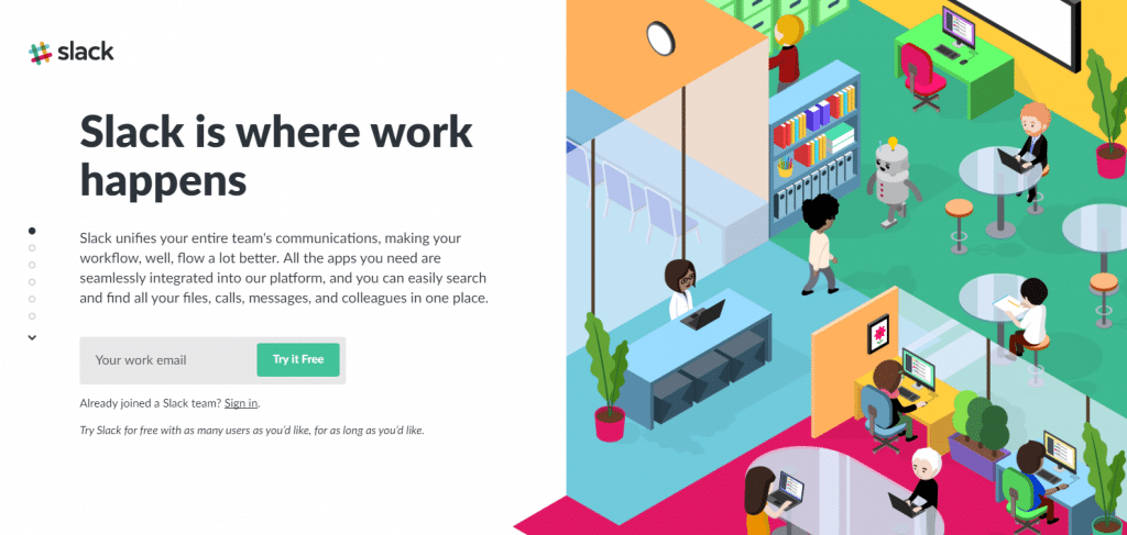 slack landing page image