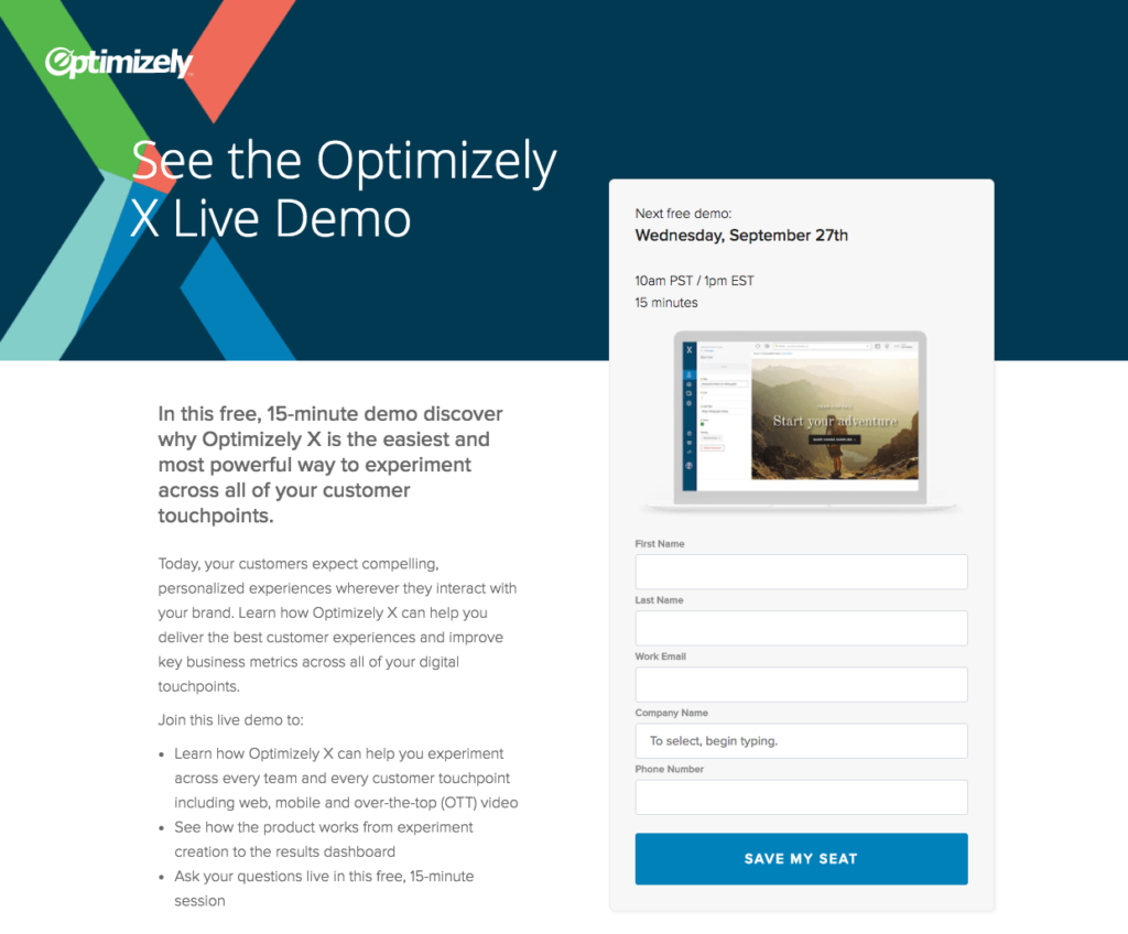 optimizely landing page example image