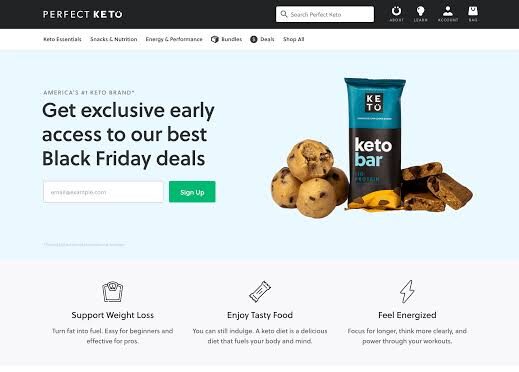 perfect keto landing page image