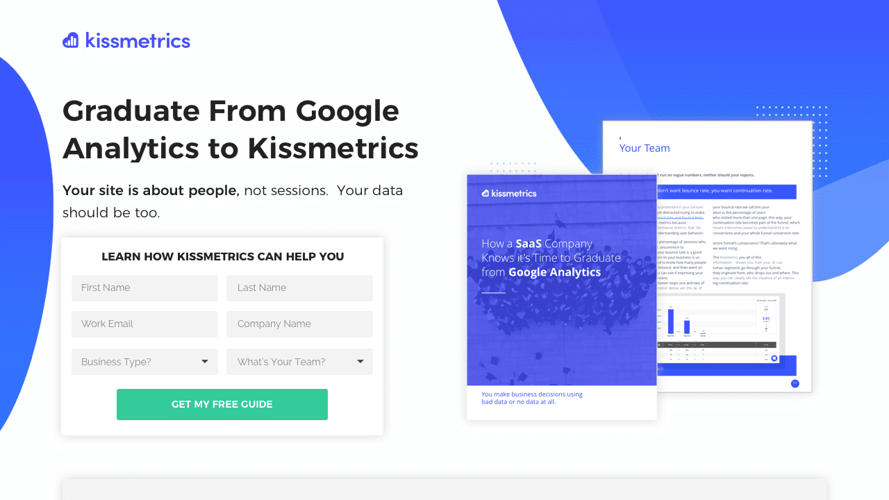 Kissmetrics landing page image